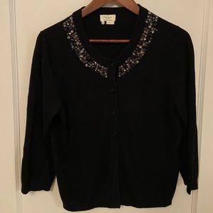 KATE SPADE black cardigan with Rhinestone collar